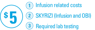 1. Skyrizi (Infusion and OBI) 2. Infusion-related costs 3. Required lab testing