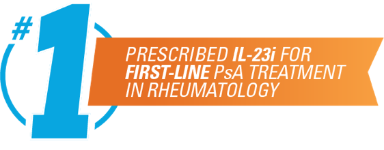 SKYRIZI is the #1 prescribed IL-23i for first-line PsA treatment in rheumatology.