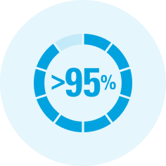 more than 95%
