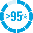 more than 95%